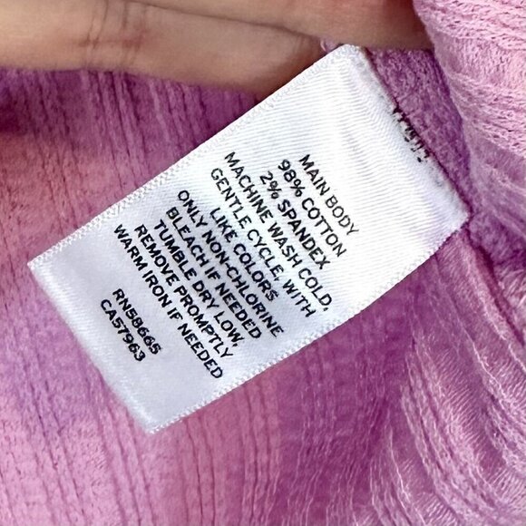 NWT BP by Nordstrom Purple Pink Pointelle Rib Cropped Short Sleeved Henley - S - Picture 3 of 4
